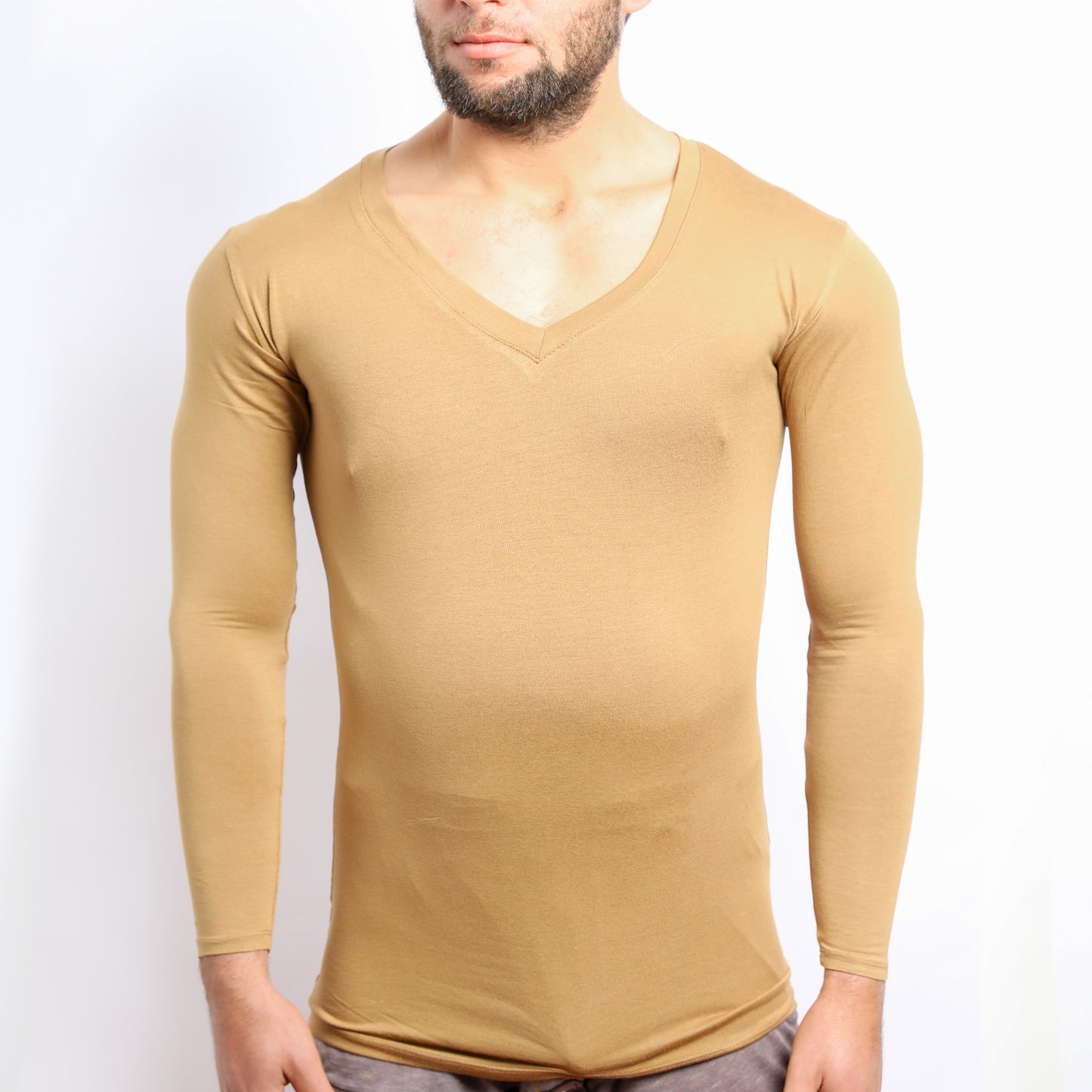Tricot de Peau - Col V - Manches Longues - Sans Doublures