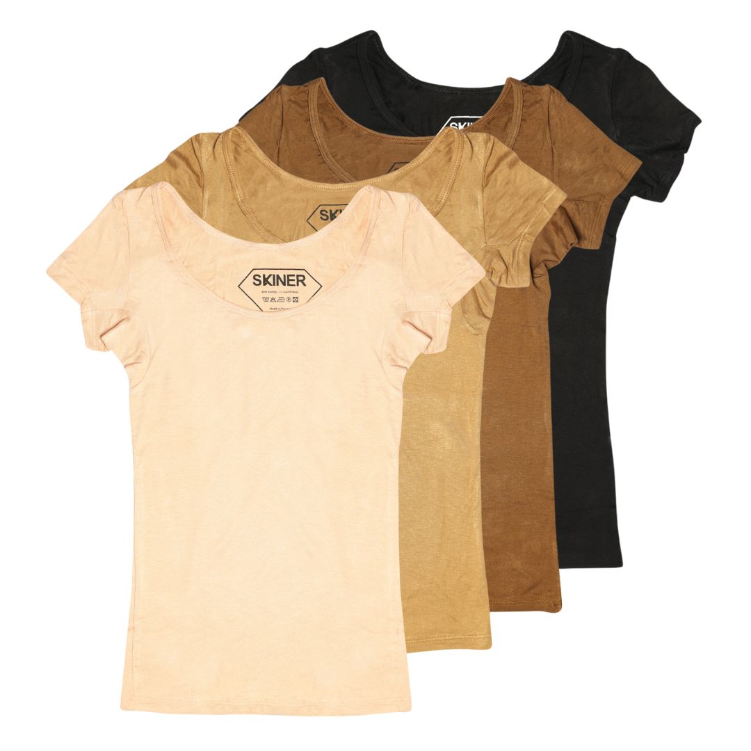 Tricot de Peau - Manches Courtes - Col Rond Echancré - Avec Doublures
