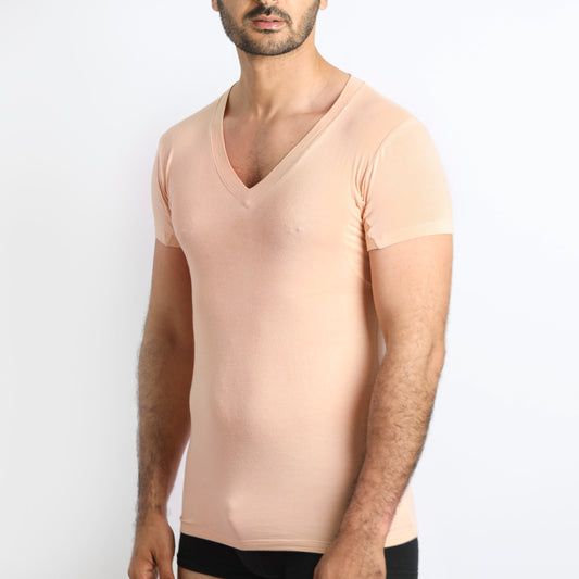 Tricot de peau - Manches courtes - Col V -  Avec Doublures