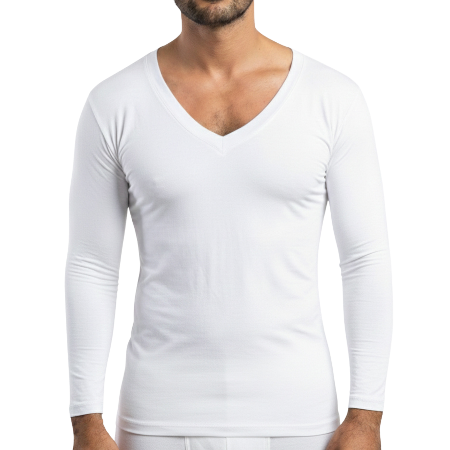 Tricot de Peau - Col V - Manches Longues - Avec Doublures