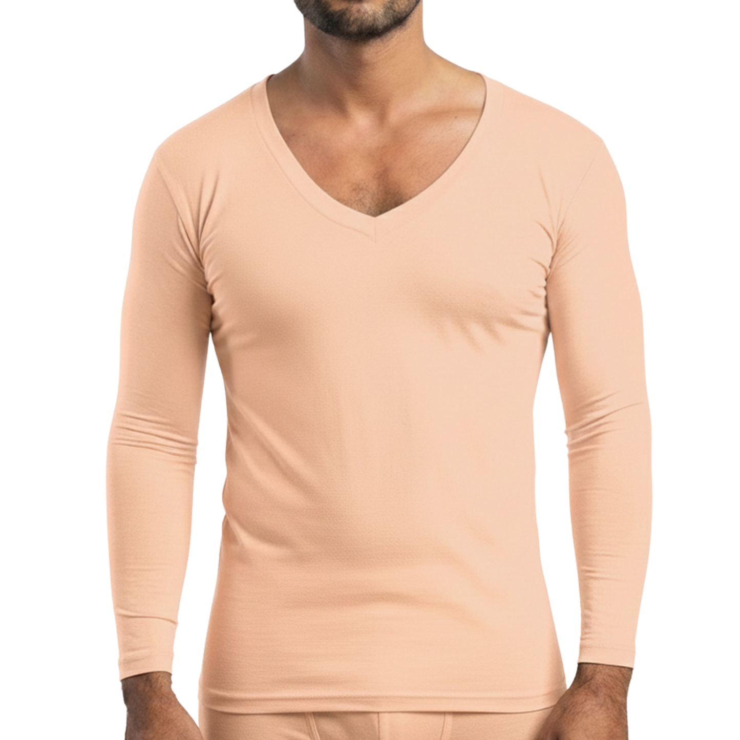 Tricot de Peau - Col V - Manches Longues - Avec Doublures