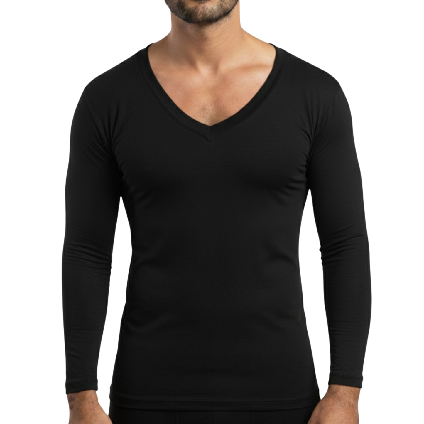 Tricot de Peau - Col V - Manches Longues - Avec Doublures